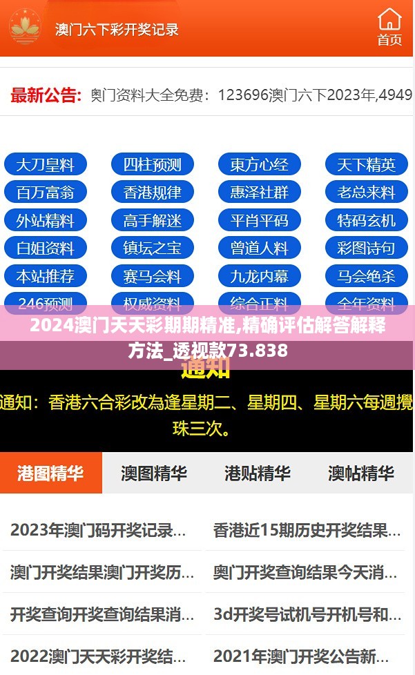 2024澳门天天彩期期精准,精确评估解答解释方法_透视款73.838