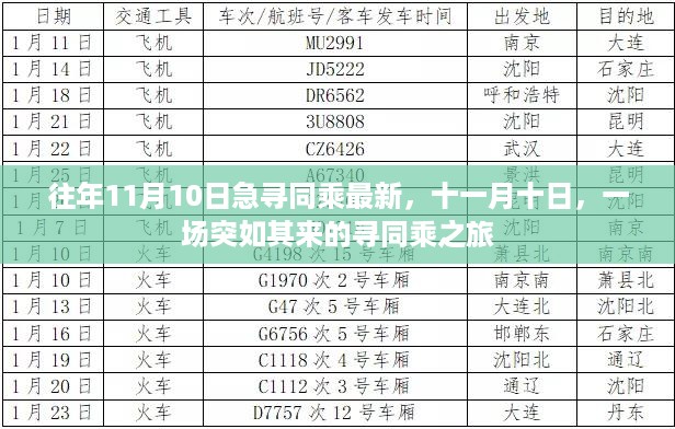 十一月十日，一场突如其来的寻同乘之旅纪实