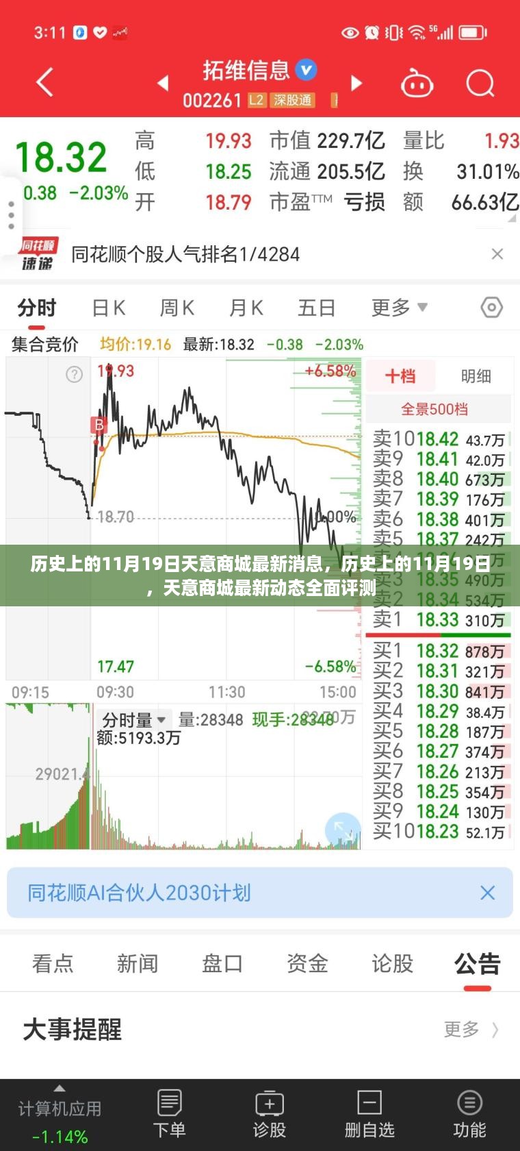 历史上的11月19日，天意商城最新动态与全面评测消息速递