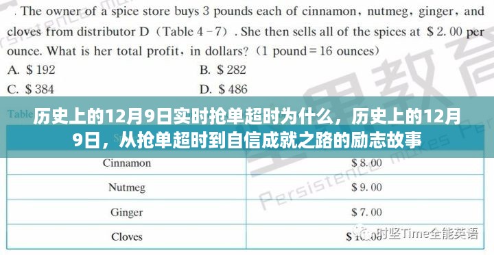 历史上的12月9日，从抢单超时到自信成就之路的励志故事揭秘