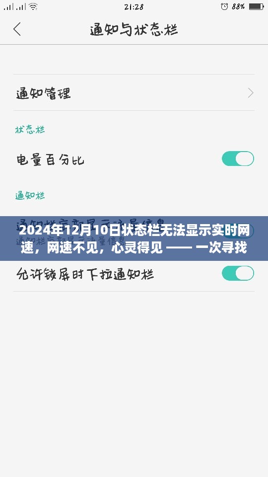 心灵之旅，探寻内心平静的风景之旅，网速不见，状态栏却显现内心真实感受